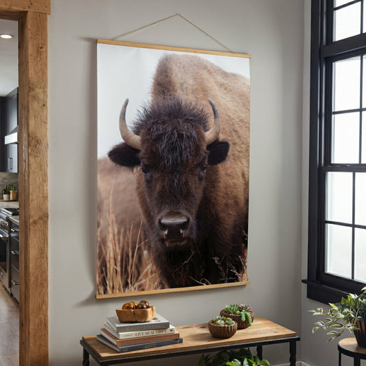 Hillside Pasture Indoor Wall Décor Canvas Tapestry, Bison