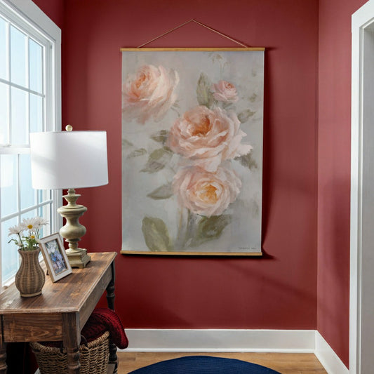 Hillside Pasture Indoor Wall Décor Canvas Tapestry, Pink Roses