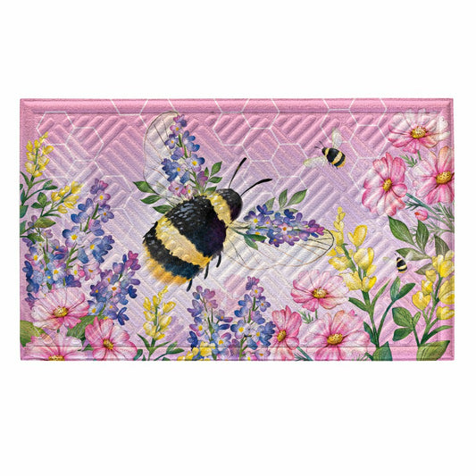 Cottage Garden Pink Florals Bee Embossed Mat