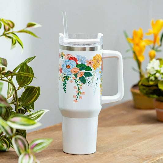 Cottage Garden Tumbler Canyon Cup Double Wall Stainless Steel, Florals