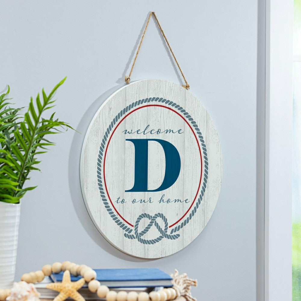 Coastal Door Décor Monogram White 18" D