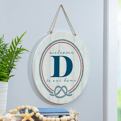 Coastal Door Décor Monogram White 18" D