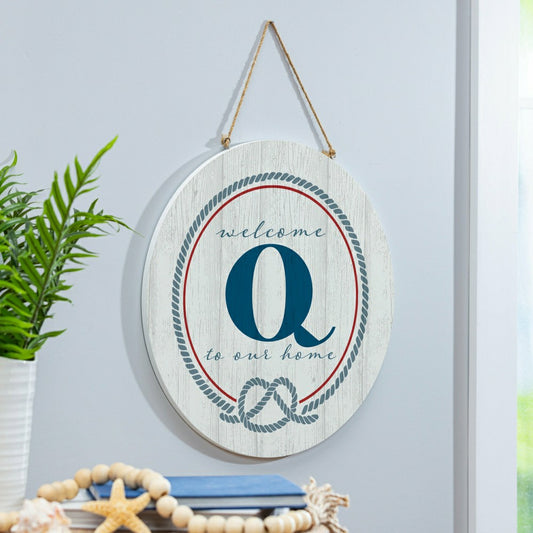 Coastal Door Décor Monogram White 18" Q