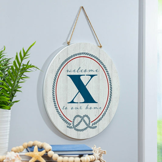 Coastal Door Décor Monogram White 18" X