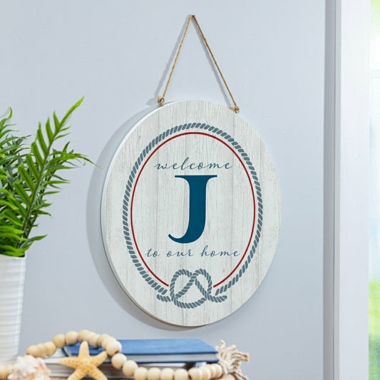 Coastal Door Décor Monogram White 18" J