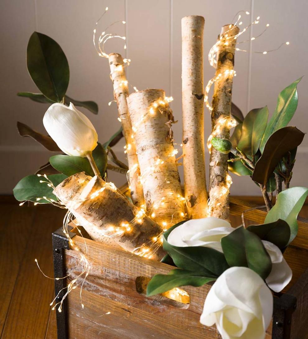 Plow &amp; Hearth Deck &amp; Patio Accents | Outdoor Living Electric Bunch Lights, 320 Warm White Leds On Bendable Wire, 3'2"L - Copper