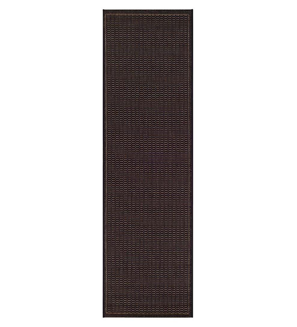 Plow &amp; Hearth Synthetic Rugs | Indoor Living Veranda Textured Indoor/Outdoor Polypropylene Rug, 2'3" X 11'9" Runner - Black