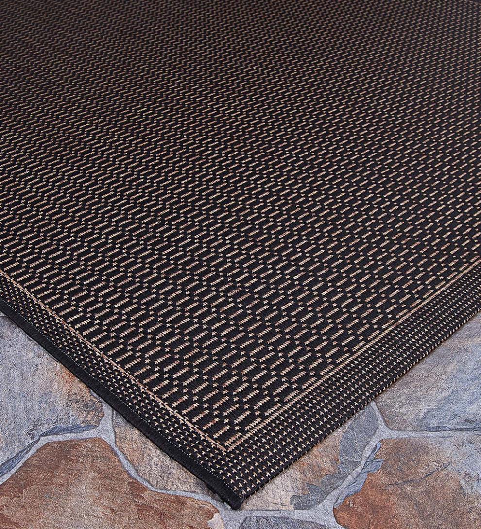 Plow &amp; Hearth Synthetic Rugs | Indoor Living Veranda Textured Indoor/Outdoor Polypropylene Rug, 2'3" X 11'9" Runner - Black