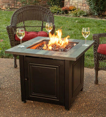 Plow &amp; Hearth Fire Pits | Fireplace &amp; Hearth Aberdeen Outdoor Lp Gas Fire Pit With Printed Resin Mantel, 30"