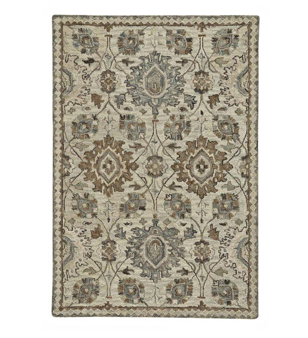 Plow &amp; Hearth Hearth Rugs | Fireplace &amp; Hearth Parkside Wool Medallion Rug, 3'6" X 5'6" - Natural