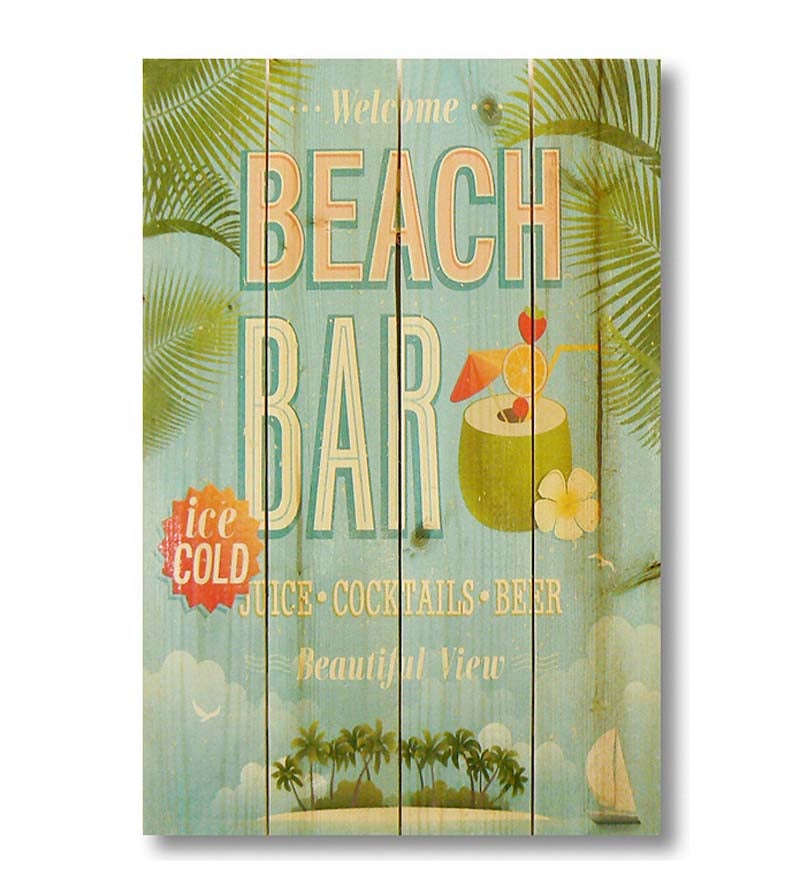 Plow &amp; Hearth Home Accents | Indoor Living Handcrafted Beach Bar Wall Sign By Wile E. Wood Art&amp;Trade;