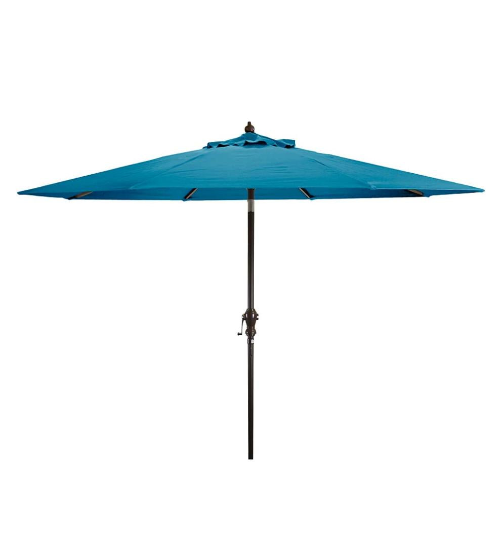 Plow &amp; Hearth Shades &amp; Umbrellas | Outdoor Living Deluxe 9' Aluminum Umbrella With Sunbrella Canopy - Black