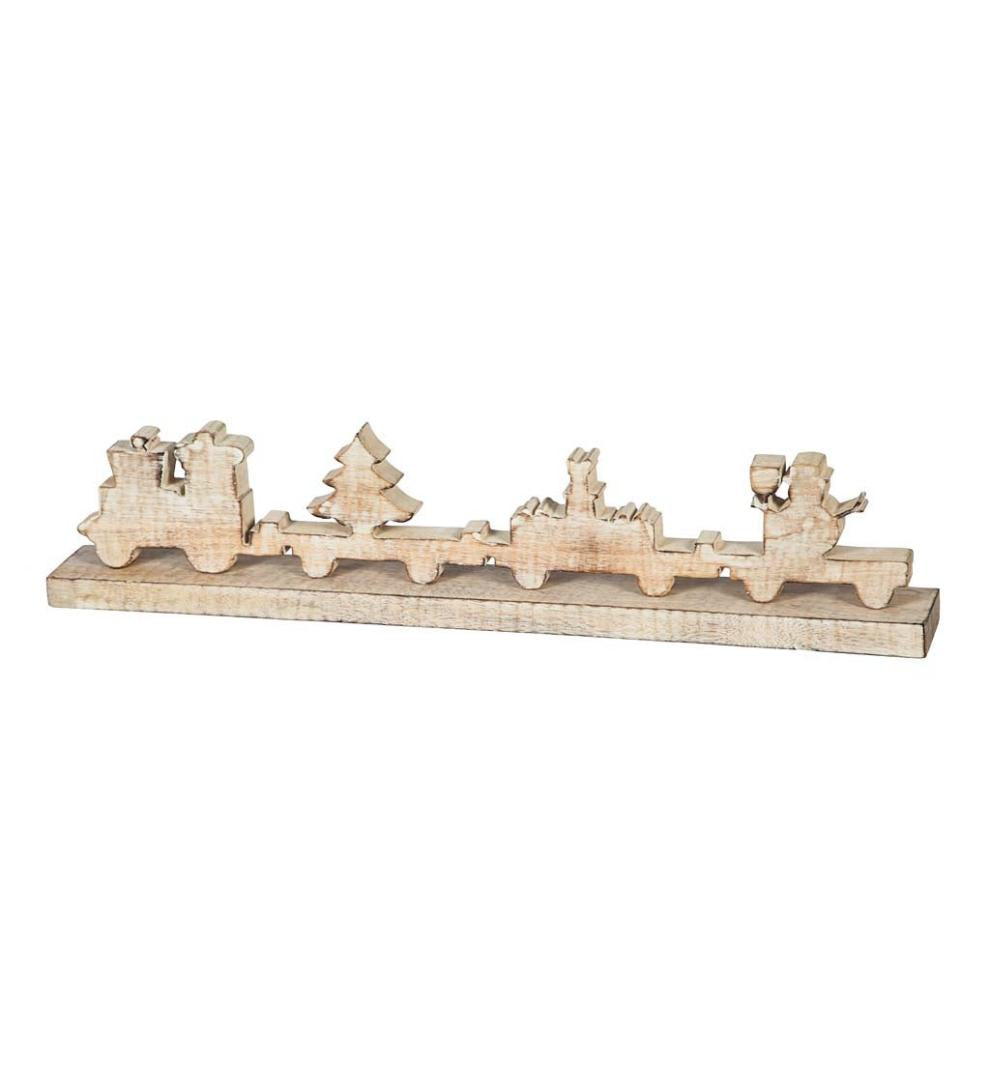 Plow &amp; Hearth Fireplace &amp; Mantel Décor | Fireplace &amp; Hearth Wooden Holiday Train Tabletop D&Eacute;Cor