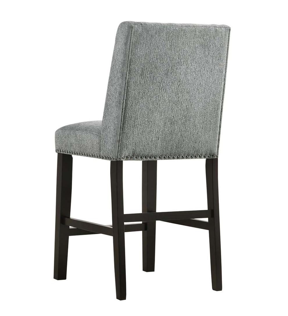 Plow &amp; Hearth Kitchen &amp; Bar Stools | Indoor Living Upholstered Chair-Style 24" Counter Stools, Set Of 2 - Charcoal Gray/Espresso