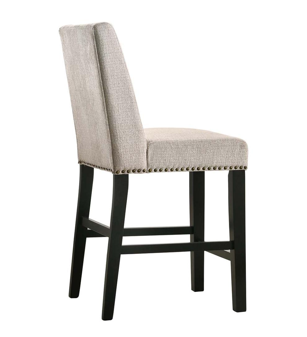 Plow &amp; Hearth Kitchen &amp; Bar Stools | Indoor Living Upholstered Chair-Style 24" Counter Stools, Set Of 2 - Charcoal Gray/Espresso