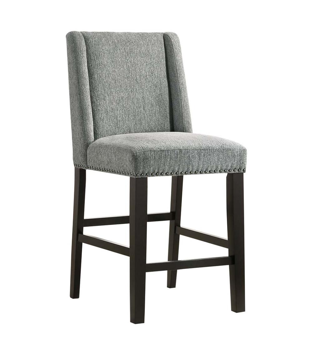Plow &amp; Hearth Kitchen &amp; Bar Stools | Indoor Living Upholstered Chair-Style 24" Counter Stools, Set Of 2 - Charcoal Gray/Espresso