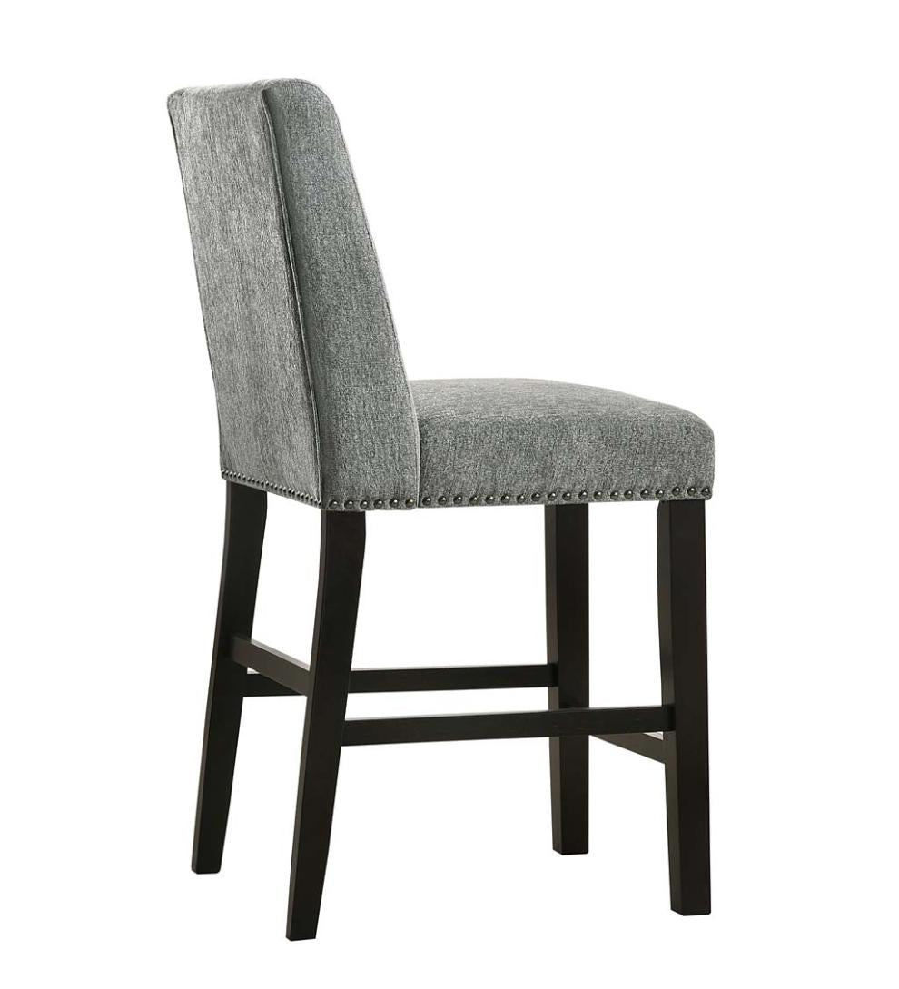 Plow &amp; Hearth Kitchen &amp; Bar Stools | Indoor Living Upholstered Chair-Style 24" Counter Stools, Set Of 2 - Charcoal Gray/Espresso