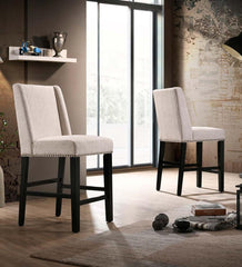 Plow &amp; Hearth Kitchen &amp; Bar Stools | Indoor Living Upholstered Chair-Style 24" Counter Stools, Set Of 2 - Charcoal Gray/Espresso