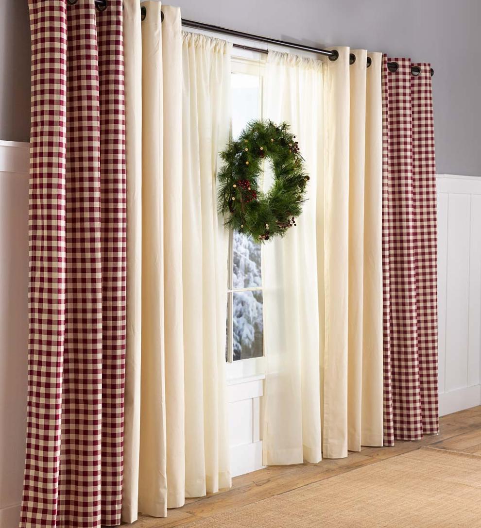 Plow &amp; Hearth Valances | Indoor Living Thermalogic Energy Efficient Insulated Check Grommet-Top Curtain Pairs