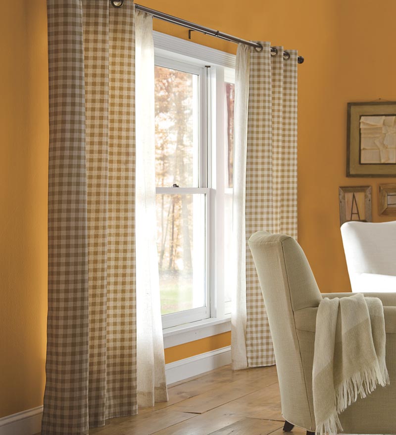 Plow &amp; Hearth Valances | Indoor Living Thermalogic Energy Efficient Insulated Check Grommet-Top Curtain Pairs