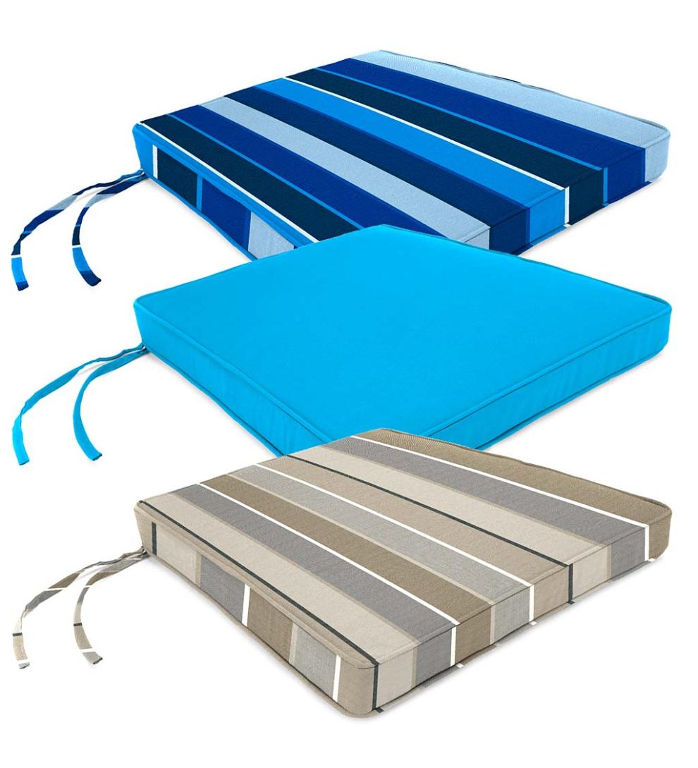 Plow &amp; Hearth Outdoor Furniture Cushions | Outdoor Living Sunbrella Tapered Chair Cushion With Ties, 19" Front/17" Back X 18" X 3" - Bandana