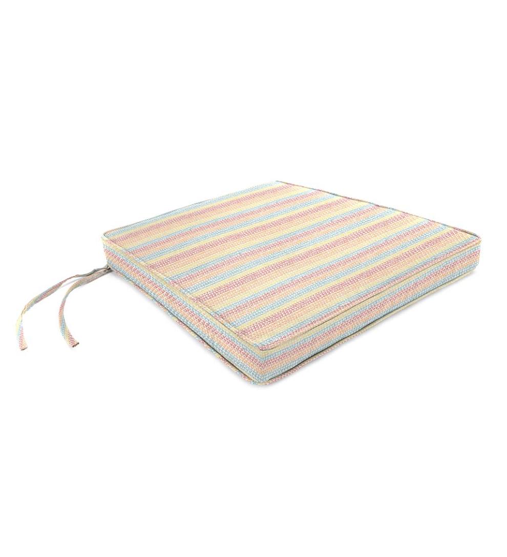 Plow &amp; Hearth Outdoor Furniture Cushions | Outdoor Living Sunbrella Tapered Chair Cushion With Ties, 19" Front/17" Back X 18" X 3" - Bandana