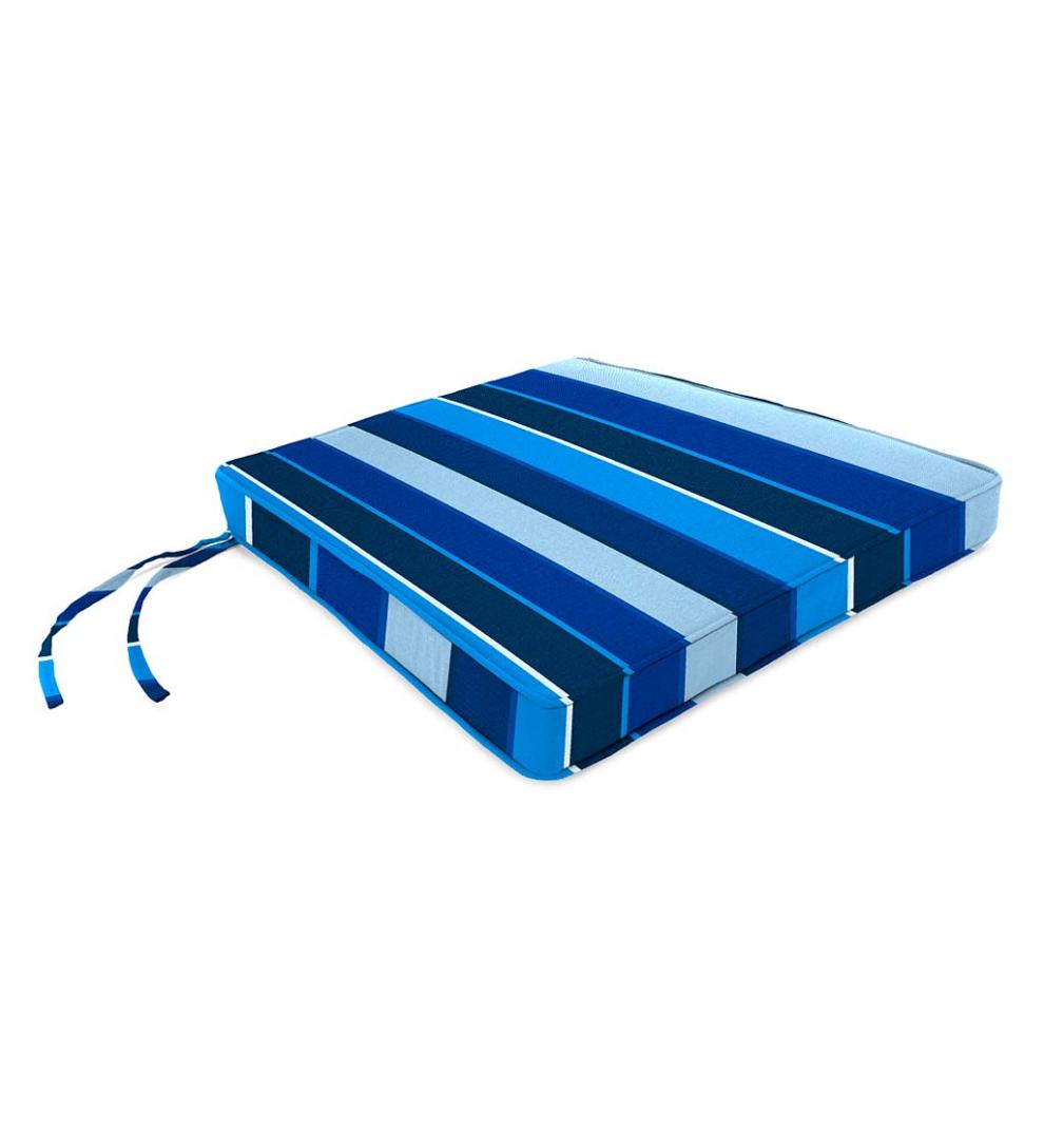 Plow &amp; Hearth Outdoor Furniture Cushions | Outdoor Living Sunbrella Tapered Chair Cushion With Ties, 19" Front/17" Back X 18" X 3" - Bandana