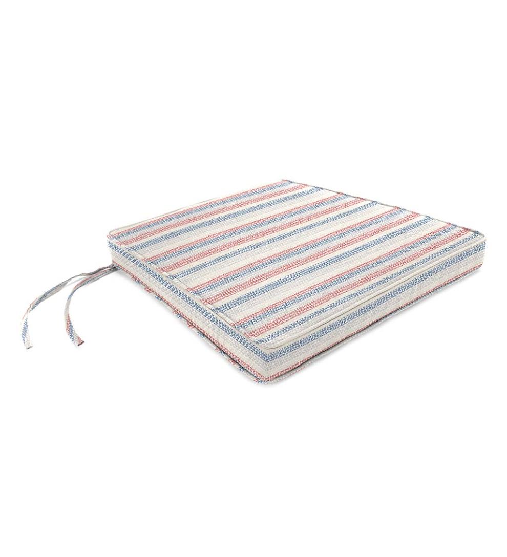 Plow &amp; Hearth Outdoor Furniture Cushions | Outdoor Living Sunbrella Tapered Rocker Seat Cushion With Ties, 21" Front/17" Back X 19" X 3" - Bandana