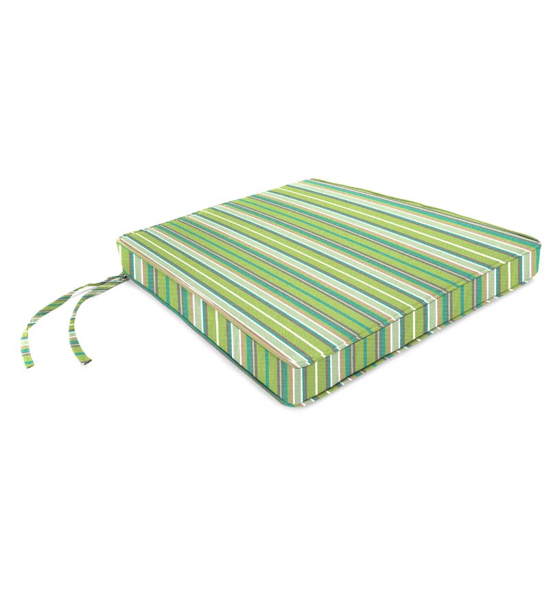 Plow &amp; Hearth Outdoor Furniture Cushions | Outdoor Living Sunbrella Tapered Rocker Seat Cushion With Ties, 21" Front/17" Back X 19" X 3" - Bandana