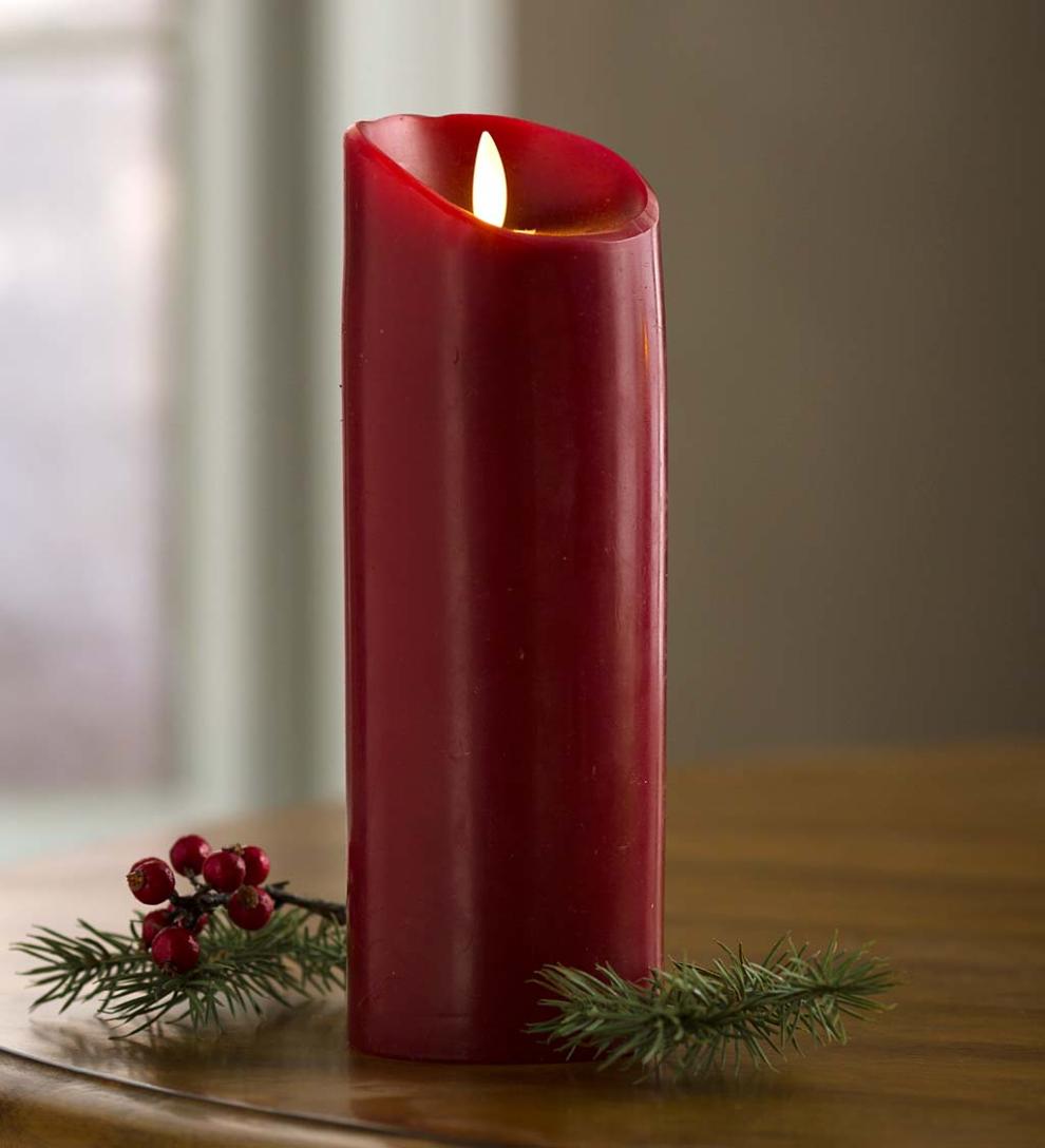 Plow &amp; Hearth Garden Accents | Indoor Living Led Pillar Candle With Flicker Flame And Auto-Timer, 9"H - Cream