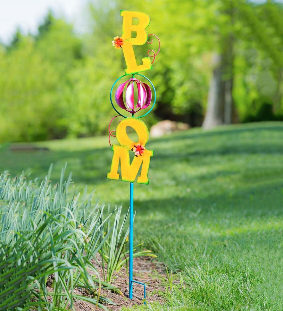Plow &amp; Hearth Decorative Garden Accents | Yard &amp; Garden 48"H Metal Bloom Wind Spinner