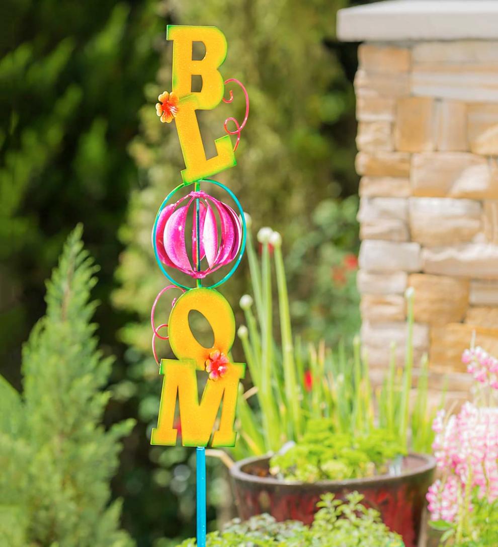 Plow &amp; Hearth Decorative Garden Accents | Yard &amp; Garden 48"H Metal Bloom Wind Spinner