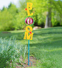 Plow &amp; Hearth Decorative Garden Accents | Yard &amp; Garden 48"H Metal Bloom Wind Spinner