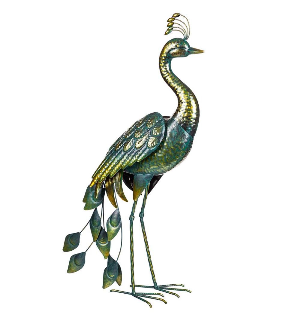 Plow &amp; Hearth Decorative Garden Accents | Yard &amp; Garden 33"H Metal Peacock Garden Statue