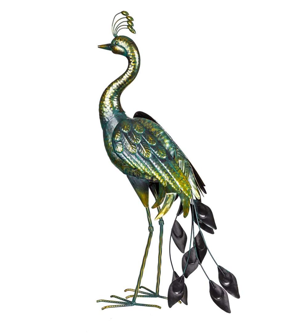 Plow &amp; Hearth Decorative Garden Accents | Yard &amp; Garden 33"H Metal Peacock Garden Statue