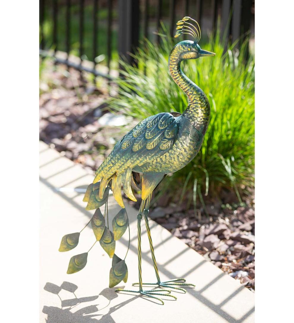 Plow &amp; Hearth Decorative Garden Accents | Yard &amp; Garden 33"H Metal Peacock Garden Statue