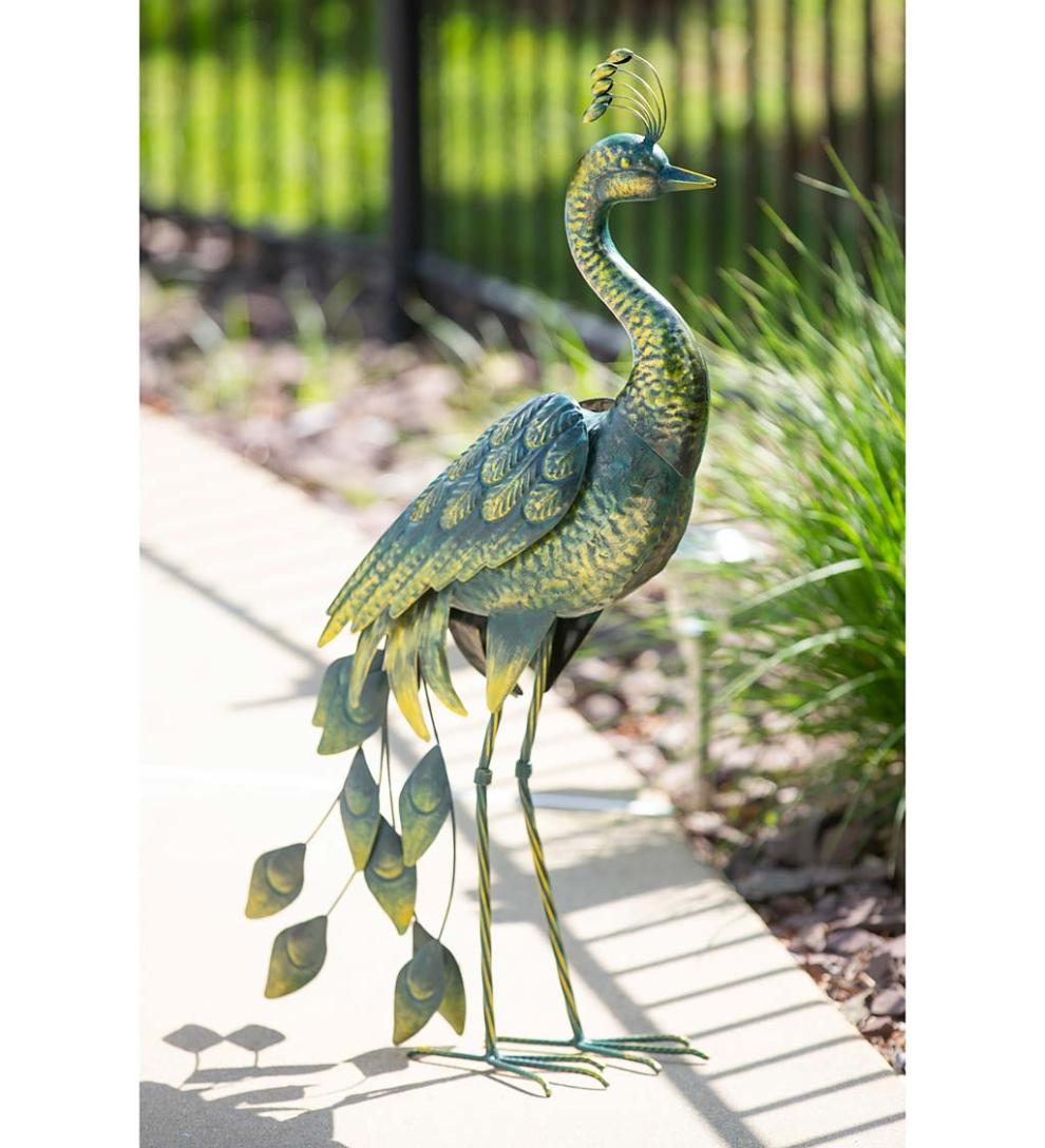 Plow &amp; Hearth Decorative Garden Accents | Yard &amp; Garden 33"H Metal Peacock Garden Statue