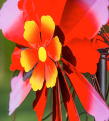 Plow &amp; Hearth Decorative Garden Accents | Yard &amp; Garden 75"H Pink Floral Metal Wind Spinner