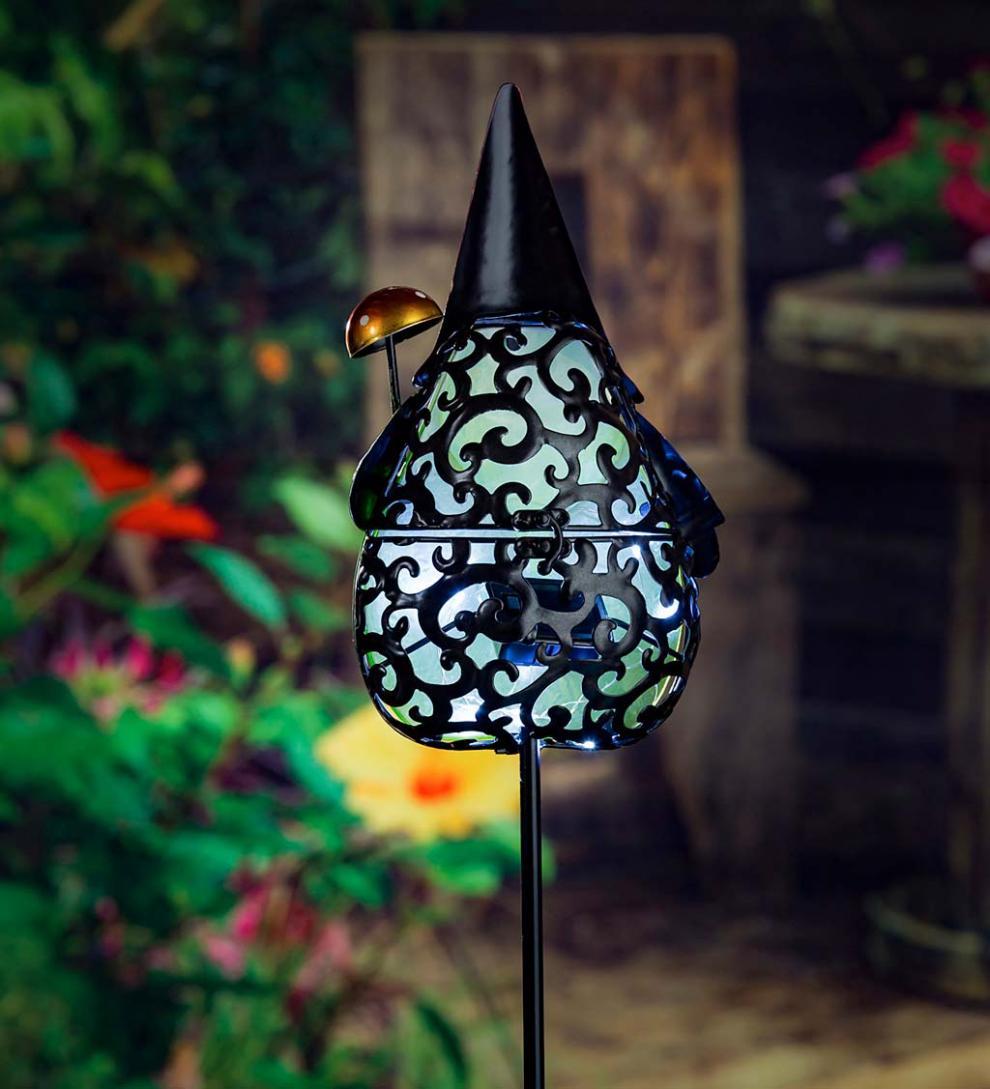 Plow &amp; Hearth Decorative Garden Accents | Yard &amp; Garden 36"H Secret Solar Garden Stake - Gnome