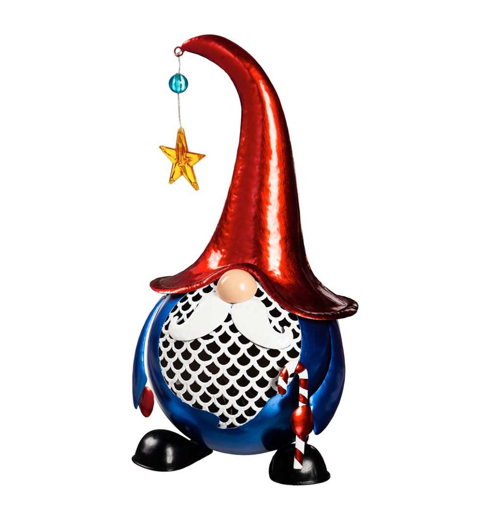 Plow &amp; Hearth Garden Accents | Yard &amp; Garden Twinkling Light Solar Garden Gnome, 16½"H