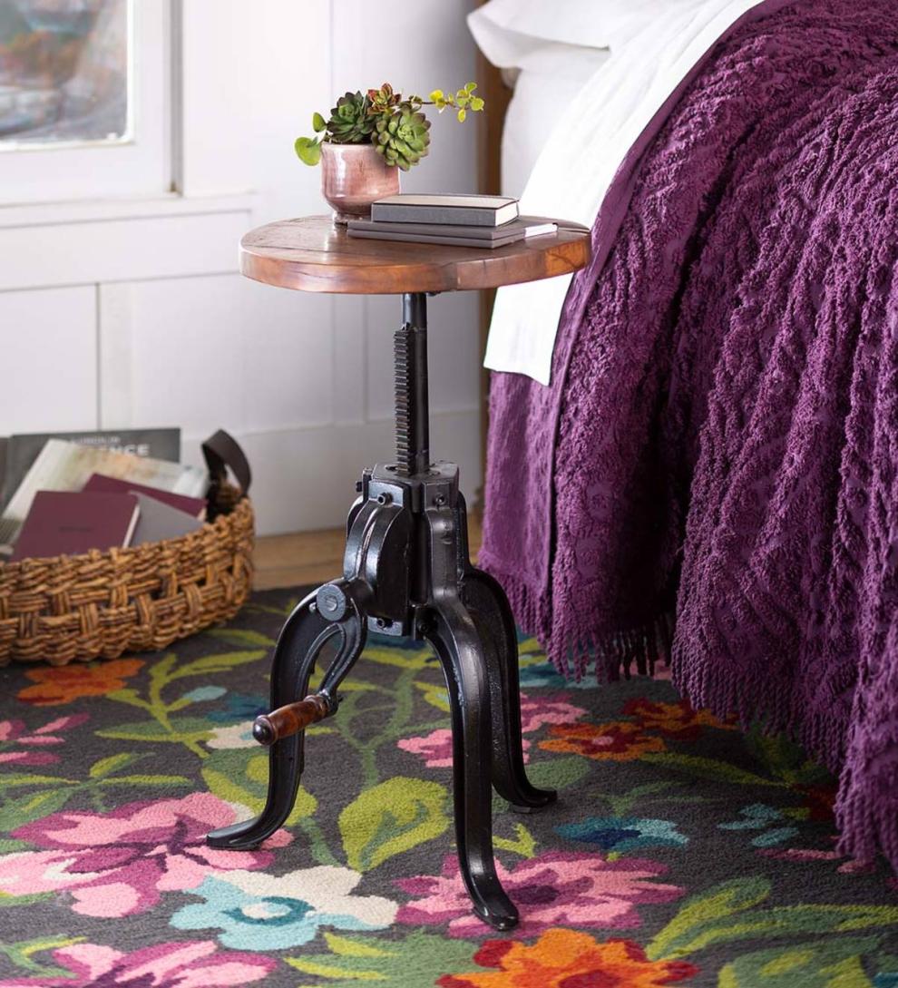 Plow &amp; Hearth Accent Tables | Indoor Living Allegheny Reclaimed Wood Adjustable Height Crank Table