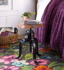 Plow &amp; Hearth Accent Tables | Indoor Living Allegheny Reclaimed Wood Adjustable Height Crank Table