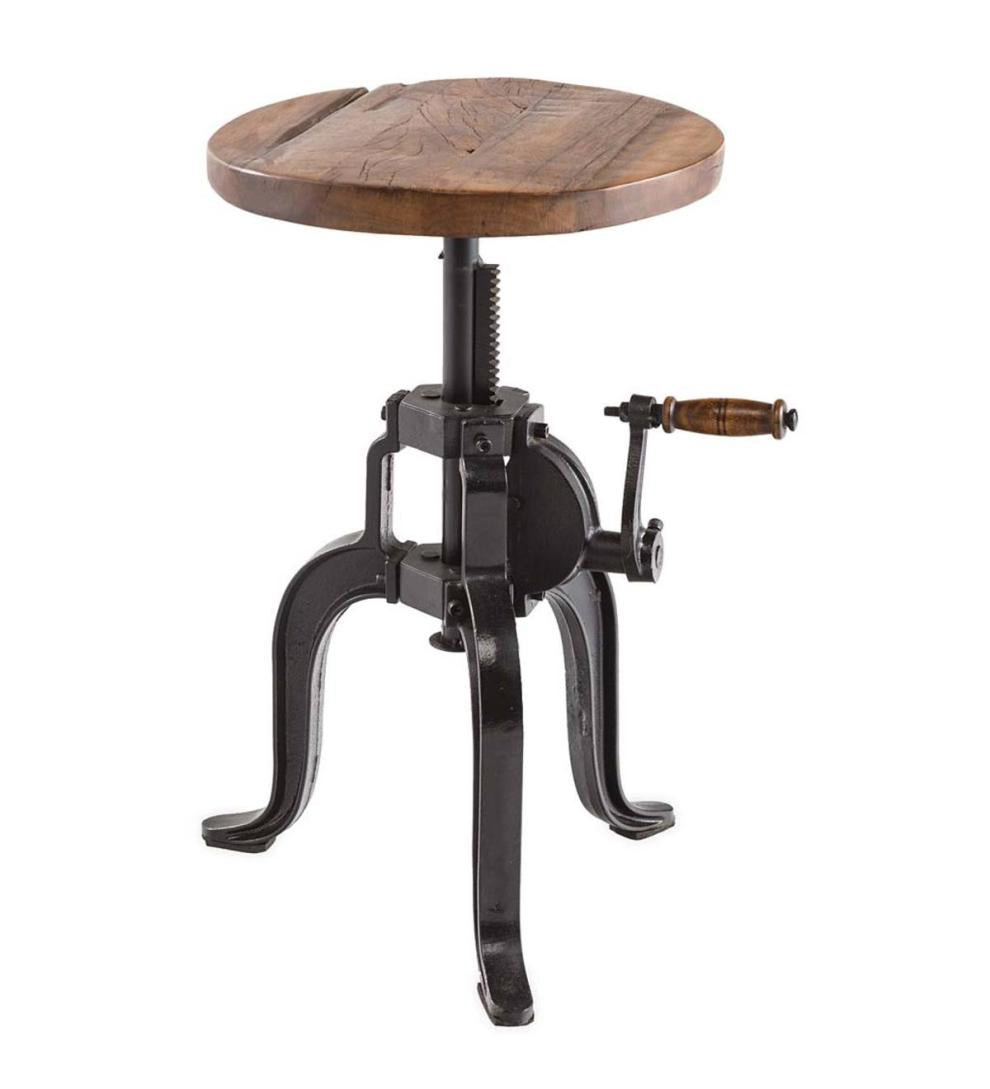 Plow &amp; Hearth Accent Tables | Indoor Living Allegheny Reclaimed Wood Adjustable Height Crank Table