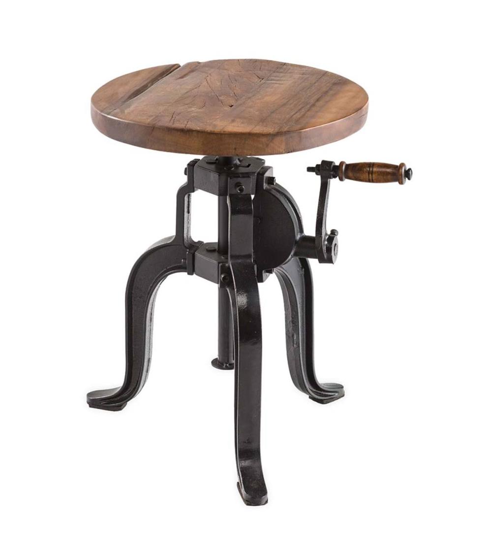 Plow &amp; Hearth Accent Tables | Indoor Living Allegheny Reclaimed Wood Adjustable Height Crank Table