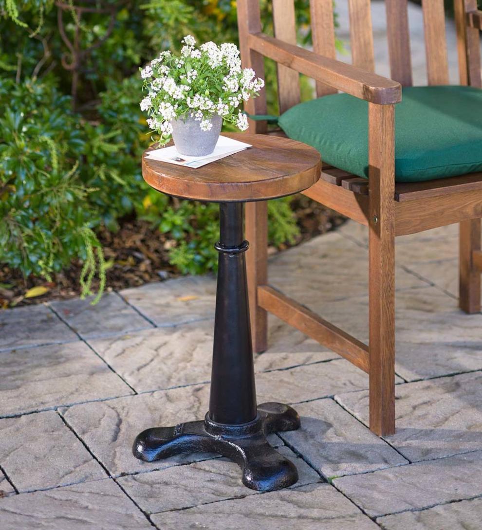 Plow &amp; Hearth Accent Tables | Indoor Living Allegheny Reclaimed Wood Adjustable Height Table