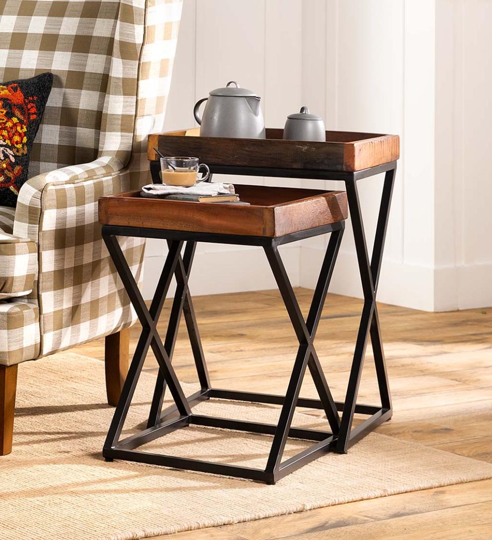 Plow &amp; Hearth Accent Tables | Indoor Living Allegheny Reclaimed Wood Nesting Tables, Set Of Two