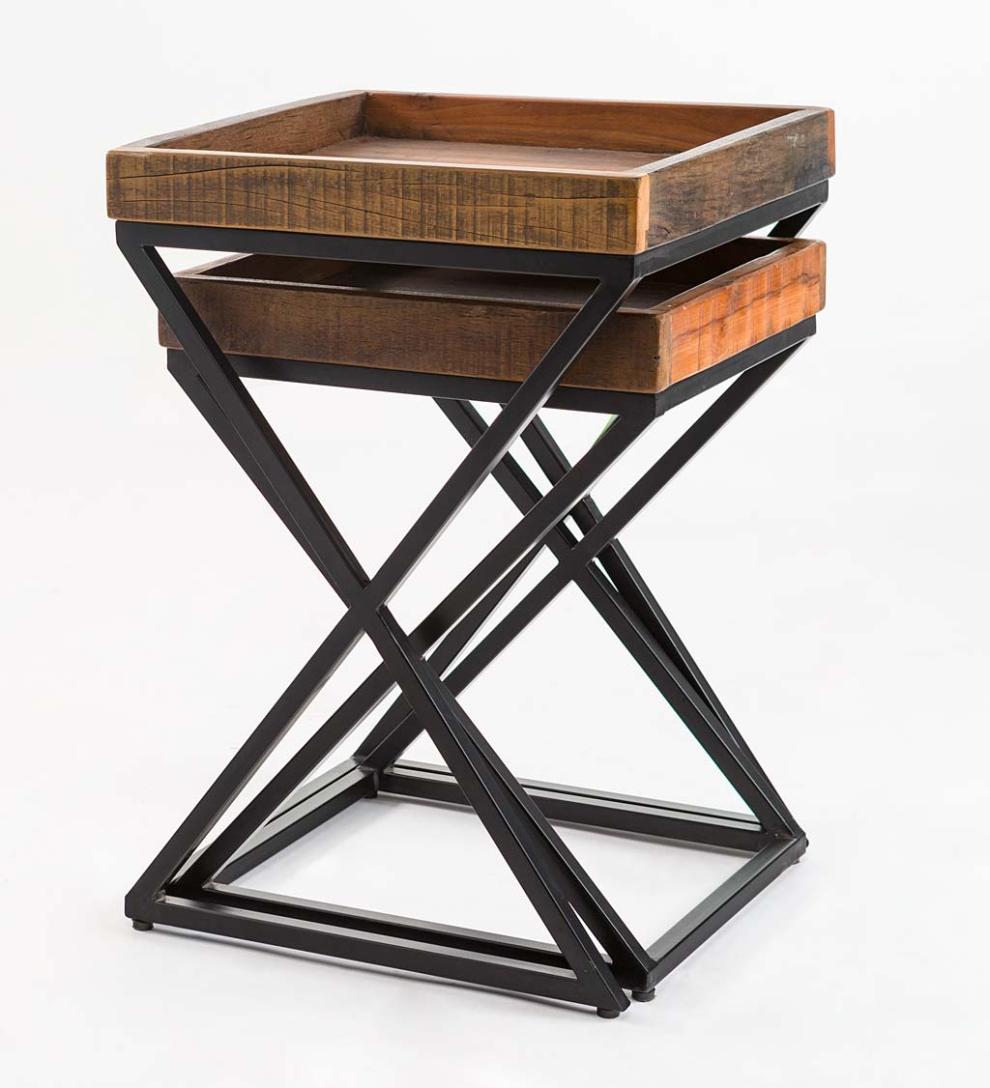 Plow &amp; Hearth Accent Tables | Indoor Living Allegheny Reclaimed Wood Nesting Tables, Set Of Two