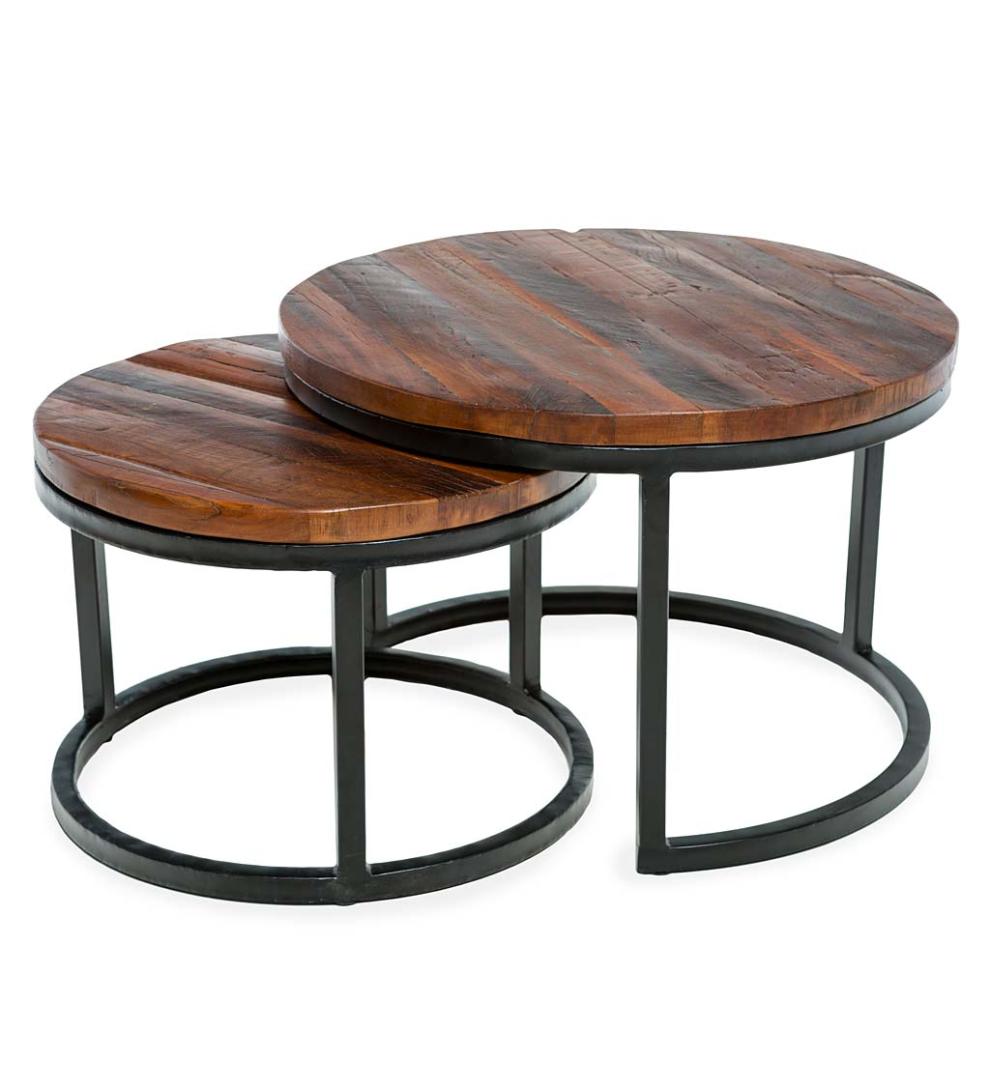 Plow &amp; Hearth Accent Tables | Indoor Living Allegheny Reclaimed Wood Round Nesting Tables, Set Of 2