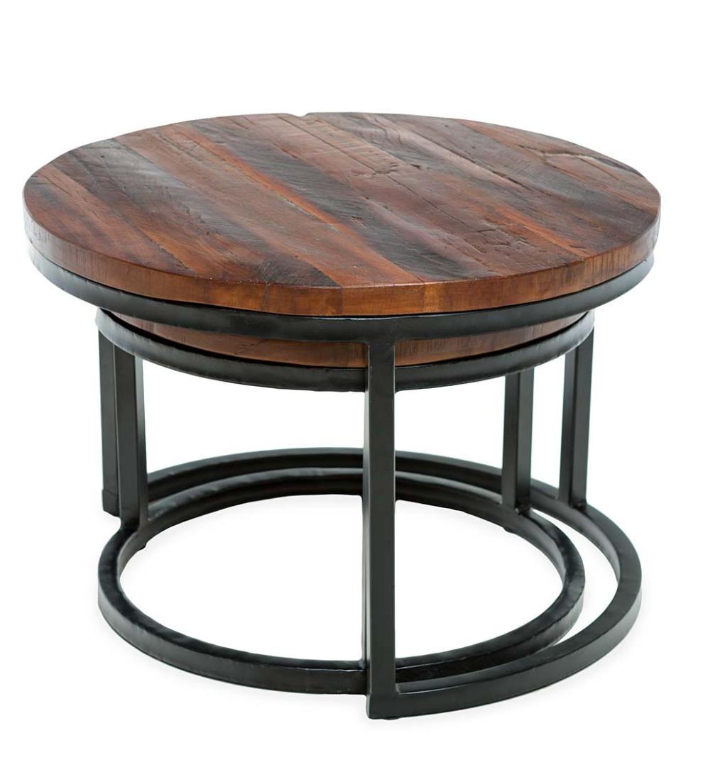 Plow &amp; Hearth Accent Tables | Indoor Living Allegheny Reclaimed Wood Round Nesting Tables, Set Of 2