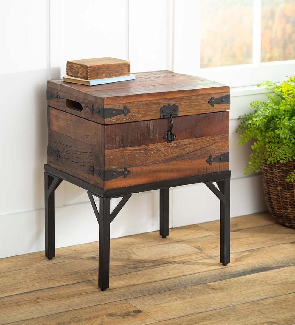 Plow &amp; Hearth Accent Tables | Indoor Living Allegheny Reclaimed Wood Storage Trunk Table